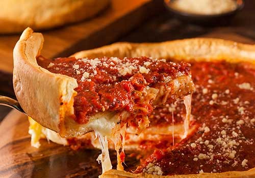 Chicago style deep dish pizza