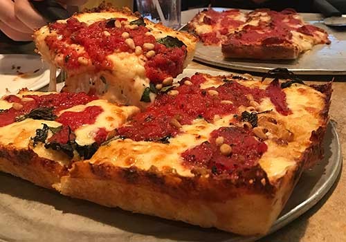 Detroit style pan pizza